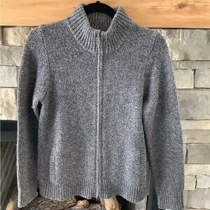 Gray Zip-Up Knit Sweater